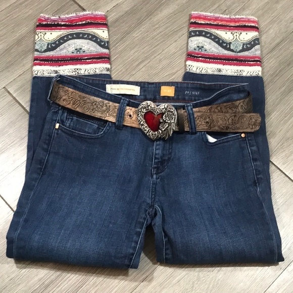 Anthropologie “Stet Ankle” Pilcro & the Letterpress Red Trim Jeans size 27 - Picture 1 of 12